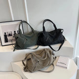 Female Commuter Shoulder Bag Suede Nubuck Leather Women's Travel Crossbody Bags Ladies Boston Handbag Accessories Storage Bag