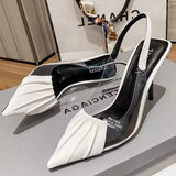 Footwear Pointed Toe Ladies Shoes Transparent Clear Summer Black Sandals for Women Closed Super-high Heel The Best Designer