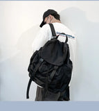 Korean Trendy Ins Streetwear Backpacks Casual Punk Drawstring Rucksacks New High-capacity Solid Schoolbags Men Women Travel Bags