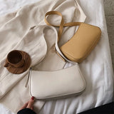 Cute Solid Color Small PU Leather Shoulder Bags For Women Fashion hit Simple Handbags And Purses Female Travel Totes