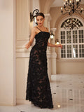 Formal Occasion Dresses Maxi Black Appliques Dresses for Dancing Parties Long Elegant and Beautiful Women Dress