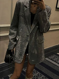 Sequin Glitter Lapel Suit Outwear For Women Luxury Long Sleeve Fashion Pocket Elegant Sparkle Coat Women's Suit Outwear