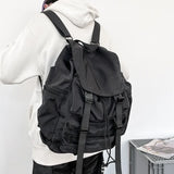 Korean Trendy Ins Streetwear Backpacks Casual Punk Drawstring Rucksacks New High-capacity Solid Schoolbags Men Women Travel Bags