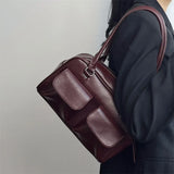 Fashion Women Shoulder Underarm Bags Multi Pocket Purse Totes Vintage PU Leather Ladies Shoulder Bags Large Capacity Handbags