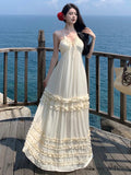 Ruffles Halter Backless Summer Dress Women Elegant Fashion Elegant Ladies Slim Vacation A Line Slim Dresses