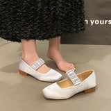 Ballerinas Woman  Female Shoes Low Heels Elegant Square Toe Ballet Dress New Grandma Summer Mary Janes Shoes Woman Flats Squ