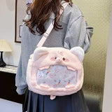 Funny Pig Backpacks Women 2025 Cartoon Embroidered Fluffy Crossbody Shoulder Ita Bags Y2K Subculture Designer Bolso Mujer