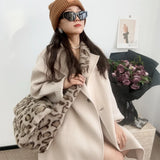 Faux Fur Leopard Print Messenger Bags for Women Vintage Soft Plush Ladies Shoulder Bag Large Capacity Female Furry Handbags