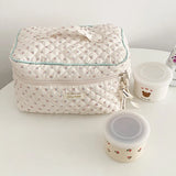 Travel Makeup Bag Women Cotton Quilted Cosmetic Bag Coquette Makeup Pouch Aesthetic Cute Kawaii Floral Toiletry Bag Handbags New