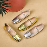 Spring New Retro Women Flat Heel Shoes Fashion Square Toe Ladies Casual Mary Jane Slingback Shoes Shallow Ballerina 35-44