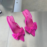 Summer Brand Women Slingback Sandals Shoes Fashion Bow-knot Pointed Toe Slip on Ladies Elegant Dress Pumps Shoes