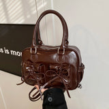 Fashion drawstring bow hand-held small bag for women new Korean version versatile backpack commuting Boston bag