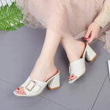 White Heeled Open Toe House Slides Rubber Summer Home Shoes Indoor Women's Slippers and Ladies Sandals Comfortable Elegan B