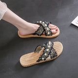 Women's Slippers And Ladies Sandals Summer Flat Black On Beach Shoes Home Slides House Luxury With Chic Elegant Designer