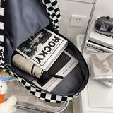 Fashion Pink Plaid Backpack Women School Bag Men Black Checked Backpacks for Teenage Girls Travel Shoulder Bags Casual Rucksack