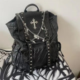 Grunge Rivet Y2k Backpack Women Gothic Subculture Punk Cross Black Mochila Ladies Vintage Harajuku Backpacks Aesthetic