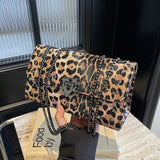 Korean Leopard Print Underarm Bag Fashion Trend Chain Shoulder Bag Willow Rivet Crossbody Bag Weomen's Bag