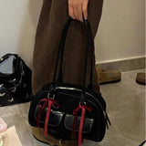 New Women Y2k Aesthetic Bow Shoulder Bags Vintage Casual Streetwear Fashion Handbags Trendy All Match Simple Underarm Bag