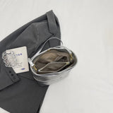 Women's Small Fashion Girls School Bag Silver PU Leather  Fashion Travel Shoulder Bag with Short Handle Handbags