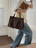 Large bag for women new Korean style versatile simple large capacity tote bag shoulder handbag thickeneded soft leather bag
