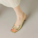 Open Toe Mid Heels Shoes Sandals Women Slides New Summer Brand Pumps Shoes Party Designer Dress Women Slippers Zapatillas