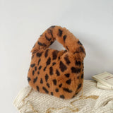 Leopard Print Women's Plush Shoulder Bag Luxury Faux Fur Ladies Chain Crossbody Bags Winter Vintage Female Furry Purse Handbags