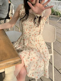 Floral Dresses Women Bandage A-line Hotsweet Korean Style Ins Summer Fashion Ulzzang Personality College Casual Princess Classic