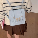 Pink Womens Backpack Elegant Bow Korean Fashion College Style Small Backpack Exquisite Casual Luxury Designer Female Bag