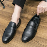 New Men Casual Slip-on Business Loafers Male Concise Fashion Leather Shoes Soft High Quality Driving Shoes Mule Dress Shoes