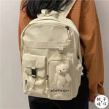 Women Backpacks Design Multi-pockets Letter Embroidery Casual Tote High Street Harajuku Large Capacity Backpack Teens Travel Bag