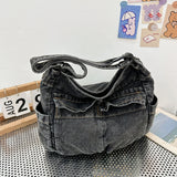 Denim Vintage Messenger Bag Retro Jeans Tote Bag Large Capacity Women Casual Satchel Bag Fashion Shoulder Bag New Handbag