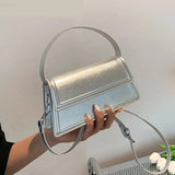 Small Glossy Flap Bags with Short Handle for Women Trend Designer PU Leather Handbags and Purses Fashion Crossbody Bag