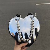 Original Design Diablo Y2K Heart Chain New Silver Mirror Niche Shoulder Bag Underarm Bag Fashion Women Bag Side Bag for Ladies