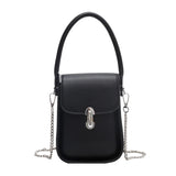 Mini Chain Cute PU Leather Crossbody Bags with Short Handle for Women Luxury Solid Color Fashion Phone Handbags and Purses
