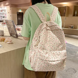 Waterproof Nylon Women Backpack Female Kawaii Flowers Travel Bag Cute Girl Fresh Schoolbag Preppy Bookbag Laptop Backpack