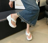 Summer Platform Women Slippers Fashion Elegant Outdoor Silvery Slides Shoes Ladies Casual Wedges Heel Sandalias