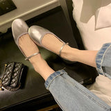 lolita round toe buckle strap mary janes women loafers flat shoes ladies pink/silver ballerinas slip on low heels moccasins
