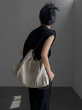 Linen Retro Contrast Light Crossbody Bag Folding Large Capacity Shoulder Bag