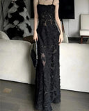 Vintage Luxury Black Long Dress Women Sexy Spaghetti Straps Wedding Evening Party Robe Summer Ladies Runway Bridesmaid Clothes