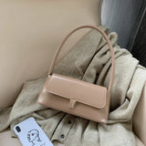 Solid Color PU Shoulder Bag New Exquisite Lock Buckle Simple Elegant Underarm Bag Fashionable Versatile Temperament Handbag