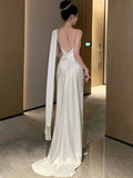 Elegant Party Dresses Woman Spaghetti Straps Princess White Wedding Evening Dress Ladies New Vestidos Long Robe Formal Occasion