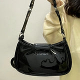 Girly Shoulder Bag Women  Ribbon Bow Pleated Patent Leather Female Bag Korea Ladies Underarm Pouch With Heart