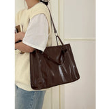 Large bag for women new Korean style versatile simple large capacity tote bag shoulder handbag thickeneded soft leather bag