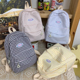 Small Plaid Girl College School Bag Casual New Simple Women Backpack Striped Book Packbags for Teenage Travel Rucksack