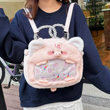 Funny Pig Backpacks Women 2025 Cartoon Embroidered Fluffy Crossbody Shoulder Ita Bags Y2K Subculture Designer Bolso Mujer