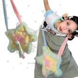 Y2k Shoulder Bag for Women Star Shape Applique Tassel Soft Plush Shoulder Bag Sweet Cool Gothic Fashion Designers Handbag