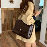 Retro Black Pillow Bag Women Harajuku Pu Leather Large Capacity Tote Bag Purse Ladies Vintage Y2k Handbag Bolsos Mujer