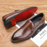 Italian brand mens Loafers Men's brown daily soft sole red sole patent leather shoes Outdoor business dress shoes big size：38-48