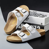 Summer New Genuine Leather Frosted Thick Sole Fashion Casual Trend Anti slip Couple External Wear Slippers and Sandals