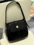 New PU Black Shoulder Bag Zipper Buckle Adjustable Shoulder Strap Women's Underarm Bag Business Commuter Elegant Handbag